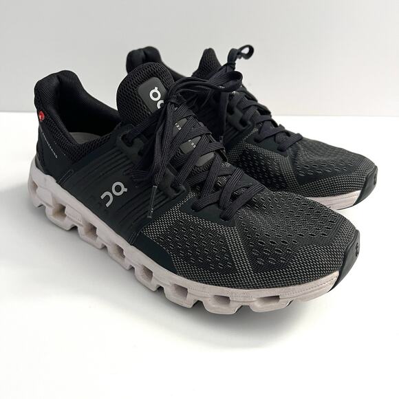 On Cloudswift Swiss Engineering Running Shoes Black Rock White Lace Sneaker 7.5